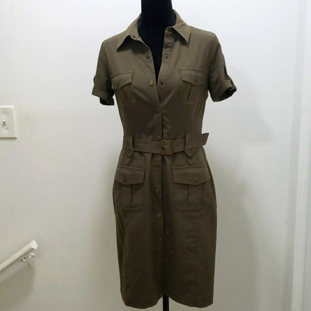 USED Calvin Klein military Green dress